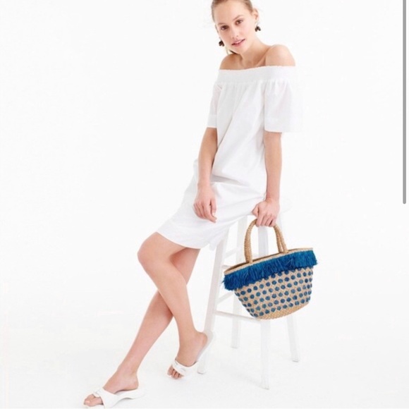 JCREW Off-the-Shoulder White Cotton Dress, SZ00 - Picture 1 of 5